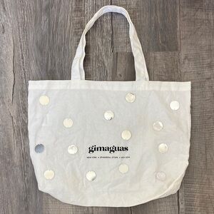 Gimaguas Tote in Cotton with 1” Silver two-hole Paillettes! Size 16” x 13”